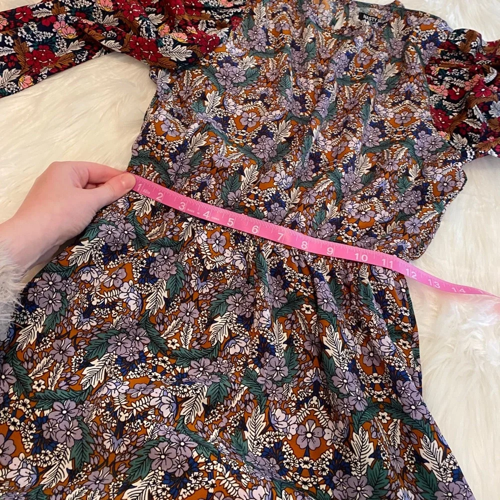 Nasty Gal flower boho long sleeved romper size 2 - Picture 6 of 16